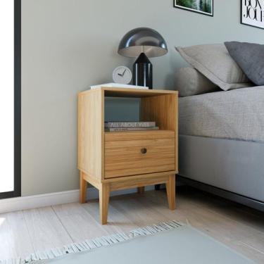 Imagem de Mesa de Cabeceira Linha Riscado 1 Gaveta Marrom - Movelbento