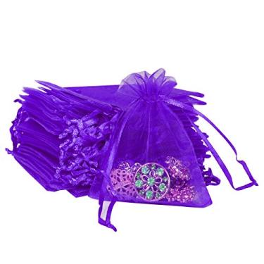 Imagem de (7.6cm X 10cm (100PCS), Purple) - Boshen 100/200PCS Organza Gift Candy Sheer Bags Mesh Jewellery Pouches Drawstring Bulk for Wedding Party Favours Christmas 7.6cm x 10cm 13cm x 18cm (7.6cm X 10cm (100PCS), Purple)