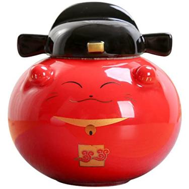 Imagem de Latas de chá de cerâmica seladas de 13,5 cm criativas Lucky Cat Tea Caddy conjunto de chá