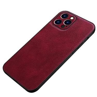 Imagem de Capa para iPhone 13 Mini/13/13 Pro/13 Pro Max, capa protetora fina de couro PU luxuoso, proteção total para câmera à prova de choque, capa macia de TPU (poliuretano termoplástico), vermelha, 13 mini 5,4 polegadas