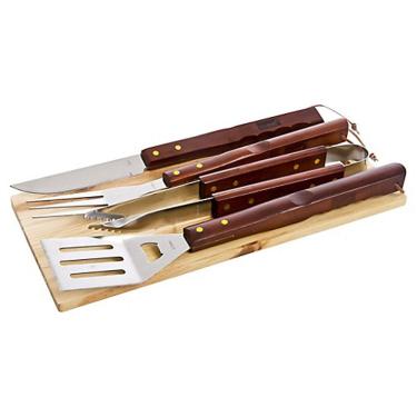 Imagem de Kit 4 Peças para Churrasco com Tábua Marrom Mr Beef