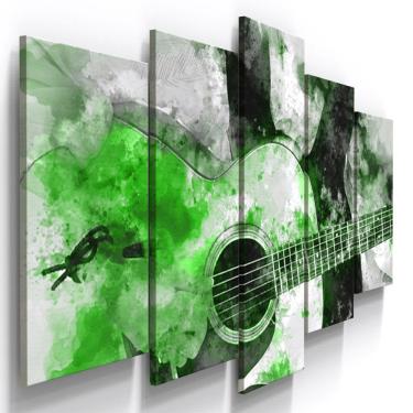 Imagem de Quadros Decorativos Violão Verde Musical Sala 