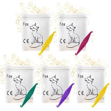 Imagem de 500 Pçs Faixas de borracha elásticas ortodônticas Faixas de tração de borracha para dentes tortos, lacunas dentárias, faixas de cabelo, rabos de cavalo, tranças e dreadlocks | 3,5 oz, 1/4 "tamanho | Colocadores elásticos incluídos (Fox)