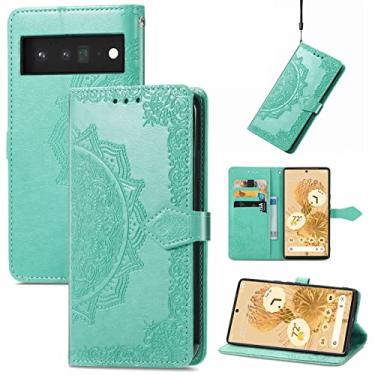 Imagem de YUNCHAO Caixa de telefone Para o Google Pixel 6 Mandala Arneco de relevo Horizontal Flip Leather Case com titular e slots de cartão e carteira e cordão capa para celular