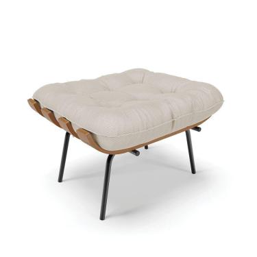 Imagem de Puff Costela Veludo Luxo Base Metálica Preto A130 Prata