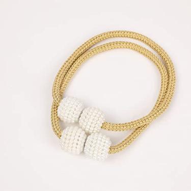 Imagem de Corda de flores criativas acessórios de cortina de fivela magnética acessórios de cortina simples pequena pérola pulseira de fivela magnética, T5,4 pcs