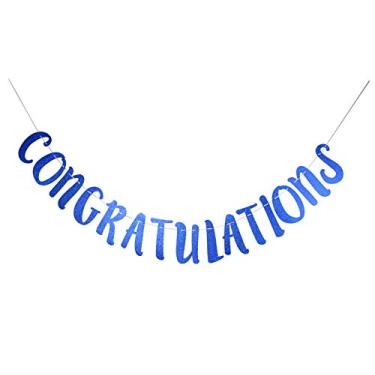 Imagem de zxyxka Faixa de parabéns com glitter azul, Congrats Grad Well Done Graduate 2021 Estamos tão orgulhosos de você formatura decoração decoração de festa pano de fundo