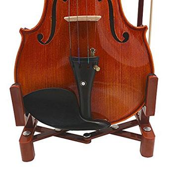 Imagem de Suporte de instrumento musical com suporte de arco para suporte de violino, portátil, ajustável e dobrável