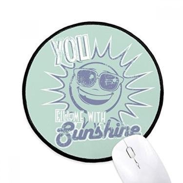 Imagem de Mouse pad de vidro azul sol sol sol clima tapete redondo para computador desktop escritório