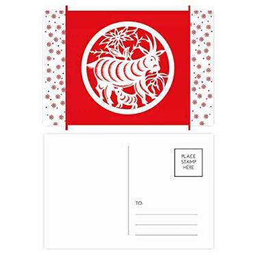 Imagem de Corte de papel de ovelhas animal China zodíaco arte natal flor celebração cartão postal bênção postal