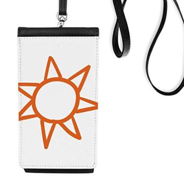 Imagem de Bolsa para celular com pintura à mão laranja para clima do sol bolsa móvel para pendurar bolso preto