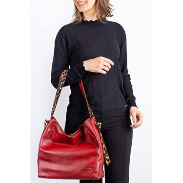 Imagem de Bolsa sacola de ombro em couro estampado Mara - Vermelho