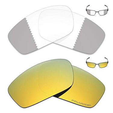 Imagem de 2 pares de lentes de reposição para óculos de sol Oakley Splinter da Mryok+ - cinza eclipse fotocromático/ouro 24K