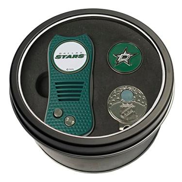 Imagem de Team Golf Conjunto de presente NHL Dallas Stars, ferramenta para Divot, clipe para tampa e 2 marcadores de bola esmaltada dupla face, design patenteado, menos danos ao verde, mecanismo Switchblade