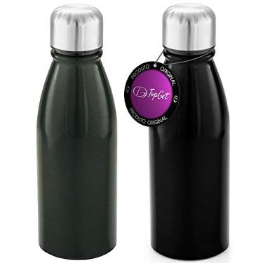 Imagem de Kit 2x Squeeze Alumínio 500 ml Wave TopGet Chumbo e Preto