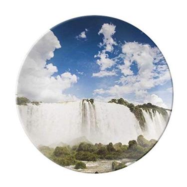 Imagem de Prato decorativo de porcelana Salver louça de jantar com paisagem da natureza ciência florestal cachoeira