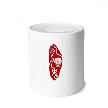 Imagem de DIYthinker Caixa de moedas de cerâmica com selo da China, caixa de dinheiro com pintura de demônio, presente de cofrinho