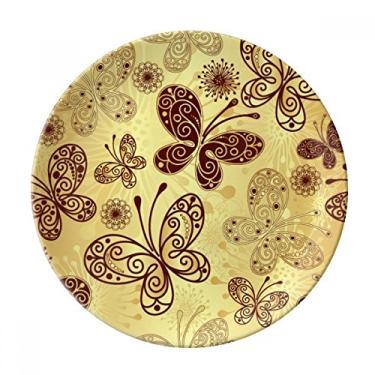 Imagem de Prato de papel de parede com borboleta amarela decorativa de porcelana Salver louças de jantar