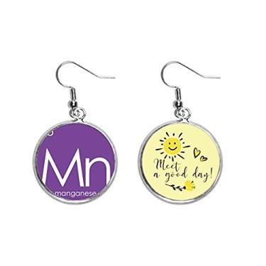 Imagem de Elementos de Chestry Tabela de Período Metais de Transição Manganês Mn Ear Drop Sun Flower Brincos Joias Moda
