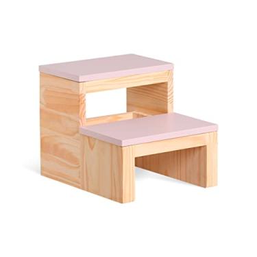 Imagem de Escada Infantil Madeira Quarto E Banheiro Laqueado Rosa Bb