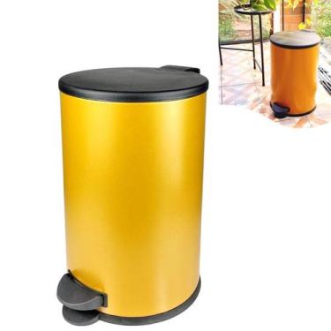Imagem de Lixeira 12 Litros Com Pedal Cesto De Lixo Versátil Cozinha Dourado Fos