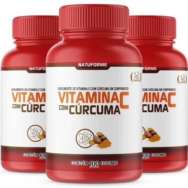 Imagem de Kit 3 Potes Vitamina C E Cúrcuma 1000Mg 100Cpr Natuforme
