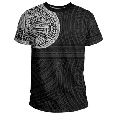 Imagem de Camisetas Gráficas Casuais Masculinas com Tatuagem 3D – Camisetas com Design Tribal Polinésio Para Homens(Black White,S)