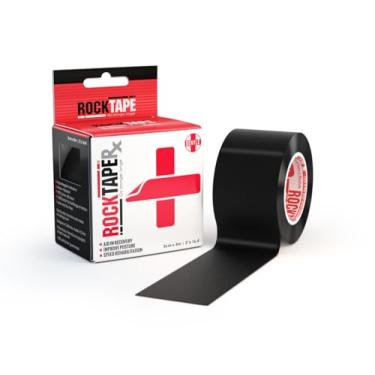Imagem de RockTape Fita de cinesiologia RX Sensitive Skin de 5 cm, rolo contínuo de 41 cm, preta