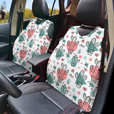 Imagem de GOSTONG Conjunto de 2 coletes de capa de assento de carro com estampa de cacto para automóveis, protetores de almofada, ajuste universal, para a maioria dos carros,