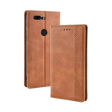 Imagem de Capa para OnePlus 5T, capa flip carteira de couro para OnePlus 5T, capa magnética retrô para celular, capa carteira de telefone com compartimentos para cartões