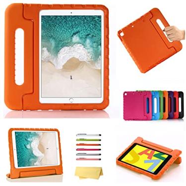 Imagem de UUcovers Capa infantil para iPad 9ª/8ª/7ª geração de 10,2 polegadas com alça giratória/suporte, leve, espuma vinílica acetinada macia, à prova de choque, resistente, suporte para iPad de 10,2