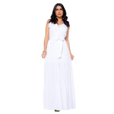 Imagem de Vestido Longo De Festa Com Amarração E Detalhe No Decote Casual Social
