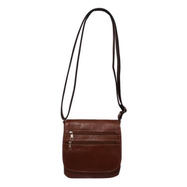 Imagem de Bolsa Em Couro Feminina Transversal Tampa Bls129 - Doras Bolsas, Marro