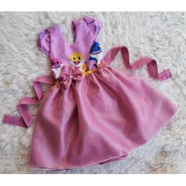 Imagem de Vestido Menina Infantil Tule Temático Baby Shark Rosa - AUREA, P