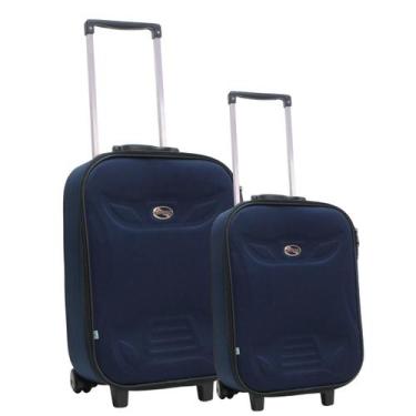 Imagem de Kit mala de viagem pequena de bordo e média grotaferrata, Azul marinho