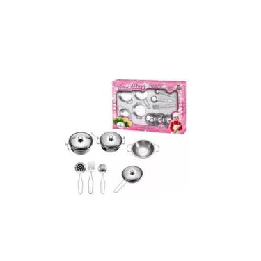 Imagem de Brinquedo conj panelinhas inox lucy 10pc 10cm 890-0 - braskit