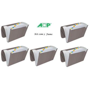 Imagem de Pasta Sanfonada Plastica A4 12 Div. Fume Kit c/5 Pcs ACP