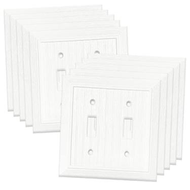 Imagem de Placa de parede decorativa moderna design de grão de madeira retrô capa de tomada para interruptor de luz, interruptor inteligente, regulador, GFCI, tomada USB (pacote com 10, interruptor duplo)