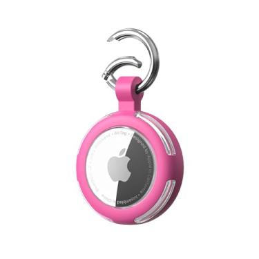 Imagem de Compatível com porta-chaves AirTag, à prova d'água IPX8, capas AirTags de silicone com chaveiro, acessórios para localizadores de itens GPS da Apple (rosa)