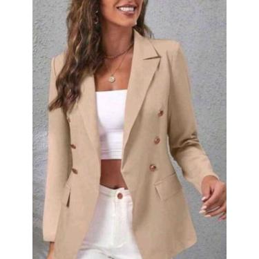 Imagem de Blazer Feminino Social Terninho Alfaiataria com Botões - M&K Shop, Beg