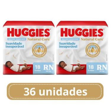 Imagem de Kit 2 Pacotes Fralda Descartável Huggies Natural Care tamanho RN - 36 
