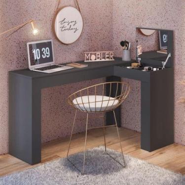 Imagem de Escrivaninha em L com Penteadeira Star II Preto - Mobler