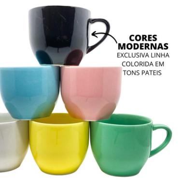 Imagem de Conjunto Xícaras Kit 6 Peças Porcelana Chicara Chá e Café 170ML - RR P
