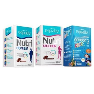 Imagem de Nutri Homem E Mulher 60Cps Cada Omega3 Kids 30Cps - Equaliv