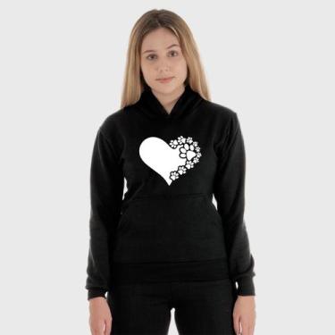 Imagem de Moletom Canguru Feminino Coração de Patas com Capuz e Bolso - Benellys