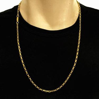 Imagem de Cordão Tijolinho Masculino 70cm Corrente Banhada Ouro 18k - ALRA SEMIJ