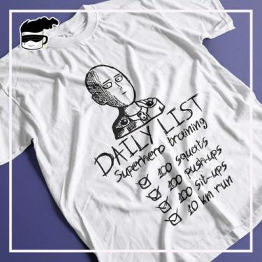 Imagem de Camiseta One Punch Man Treino Saitama Unissex - Kamisetas Otaku, Branc