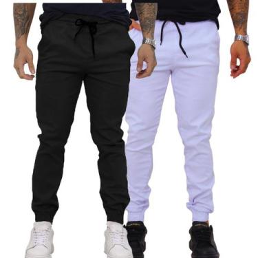 Imagem de Kit 02 Calças Jogger Sarja Masculina Com Punho Elástico - TBasics, GG