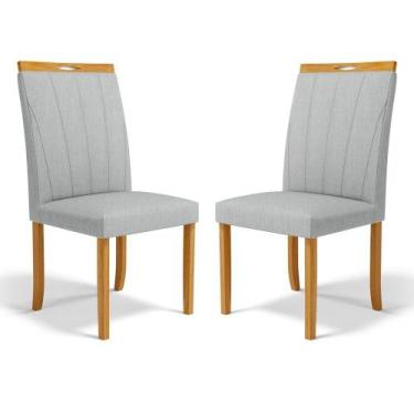 Imagem de Kit Com 2 Cadeiras Aurora Madeira Maciça Estofadas Para Mesa De Jantar