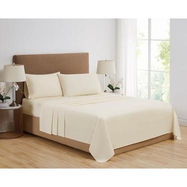 Imagem de Vince Camuto Conjunto de lençóis 1200TC CVC Cooling 4 peças California King, creme, tema de cor sólida, certificado Oeko-TEX Confidence